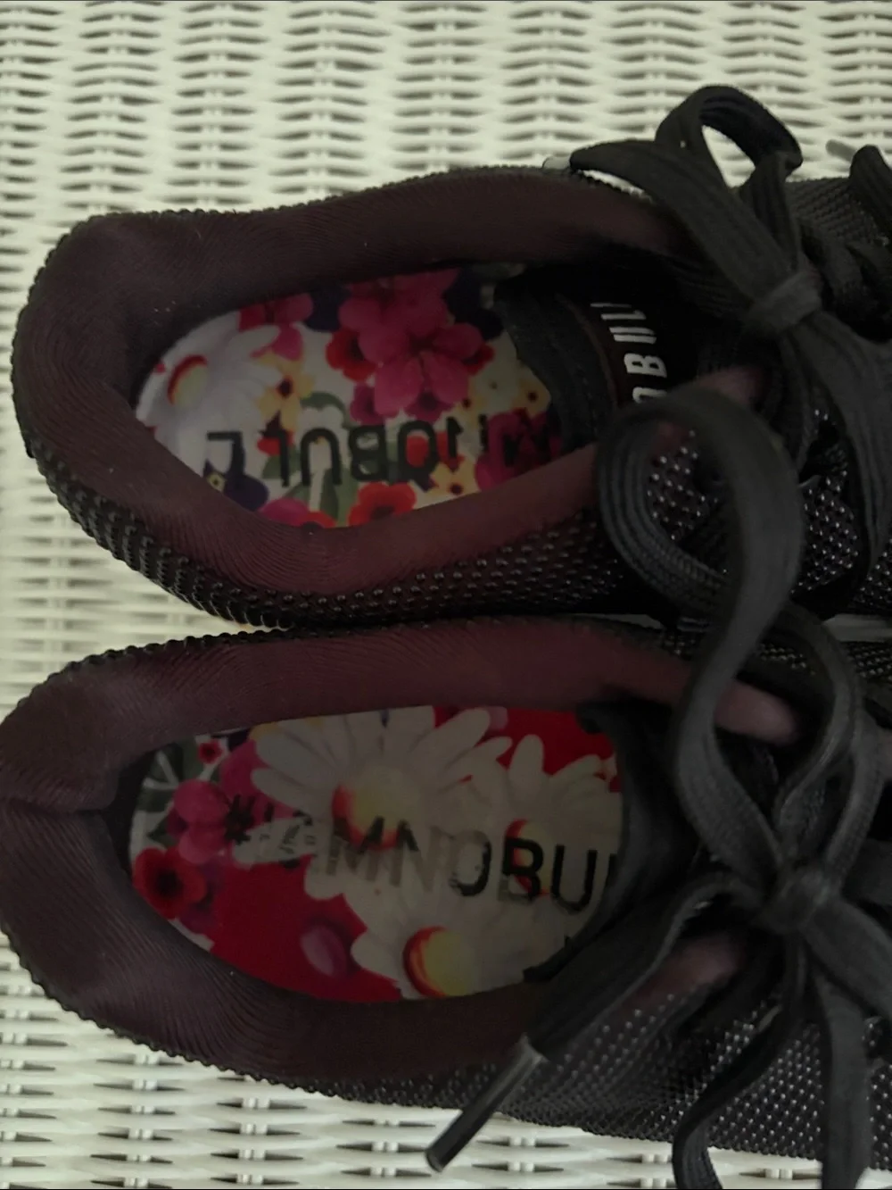 NOBULL Black womens Sneakers with Multicolor Floral Laces - Picture 5 of 9
